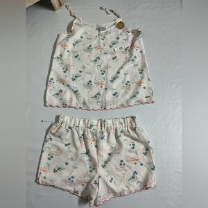 White Tropical Print Kids' Outfit